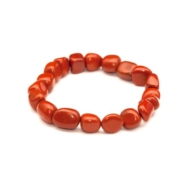 Röd jaspis armband, Trumlade – stenarmband i natursten