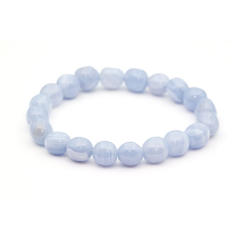 Blå bandagat armband, Trumlade – stenarmband i natursten