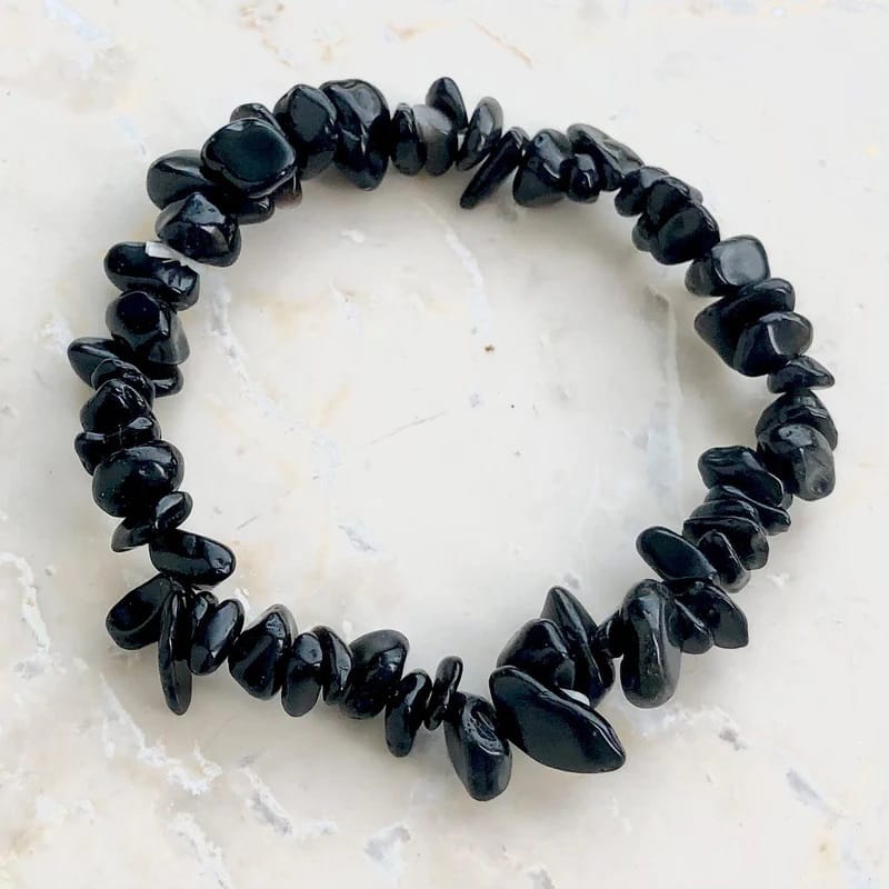 Obsidian armband med chips – stenarmband i natursten