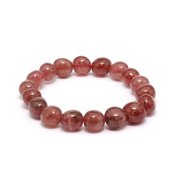 Jordgubbskvarts armband, Trumlade – stenarmband i natursten