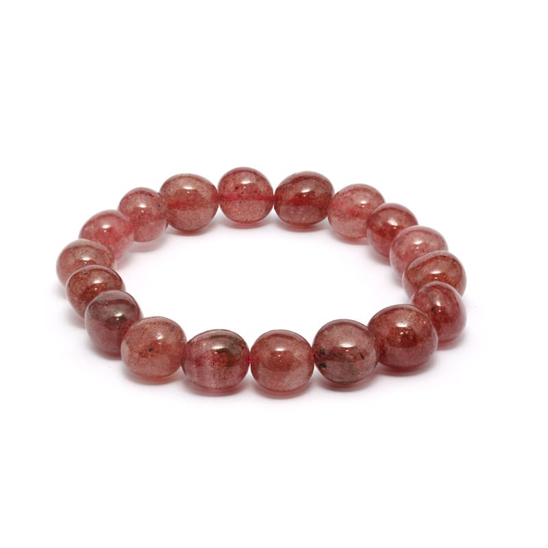 Jordgubbskvarts armband, Trumlade – stenarmband i natursten