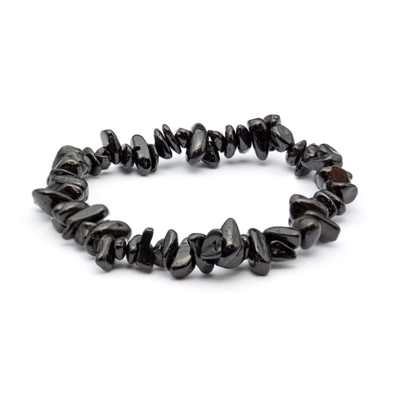 Svart turmalin armband med chips – stenarmband i natursten