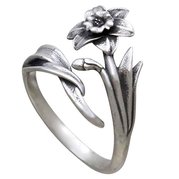 Månadsblomma Mars - Påsklilja Silverring
